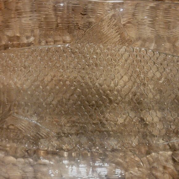 Kosta Boda Crystal Glass Salmon Impressed Fish Design platter 19.5" Scandinavian - Picture 14 of 15